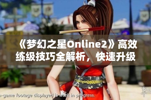 《梦幻之星Online2》高效练级技巧全解析，快速升级不再难