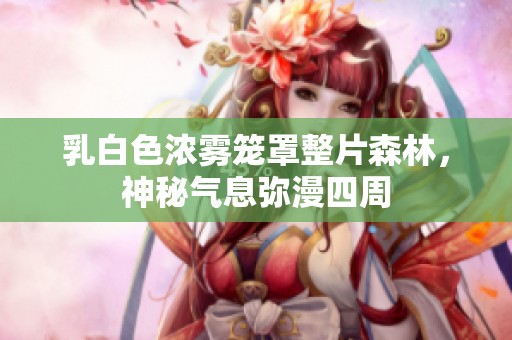 乳白色浓雾笼罩整片森林，神秘气息弥漫四周
