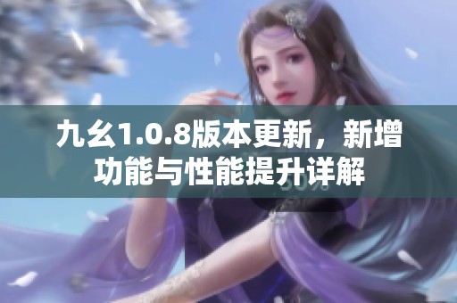 九幺1.0.8版本更新，新增功能与性能提升详解