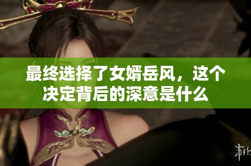 最终选择了女婿岳风，这个决定背后的深意是什么