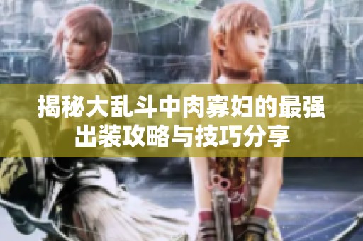 揭秘大乱斗中肉寡妇的最强出装攻略与技巧分享
