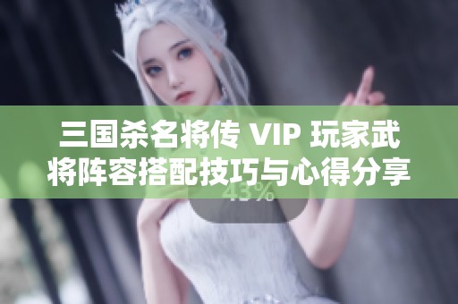 三国杀名将传 VIP 玩家武将阵容搭配技巧与心得分享