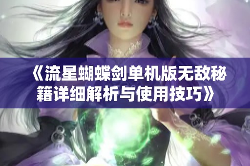 《流星蝴蝶剑单机版无敌秘籍详细解析与使用技巧》