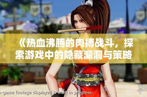 《热血沸腾的肉搏战斗，探索游戏中的隐藏漏洞与策略》