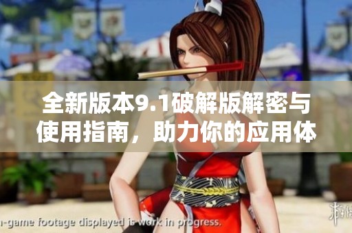 全新版本9.1破解版解密与使用指南，助力你的应用体验提升